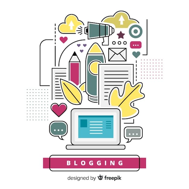 A graphic illustrating the content marketing process. Show icons for blog posts, social media updates, and email newsletters, converging towards a target audience symbol. The color scheme is professional and conveys the idea of strategic content creation.