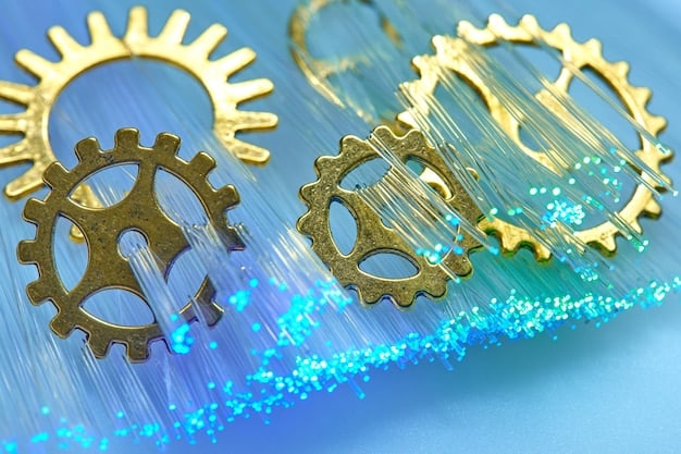 A visual representation of a change management process, with interconnected gears and arrows, illustrating the steps and collaboration required for successful organizational change. The image includes icons representing communication, planning, and implementation, set against a colorful background.