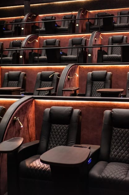 An interior view of a Cinépolis VIP cinema, showcasing luxurious reclining seats and a waiter serving drinks. The image highlights the premium experience offered by Cinépolis.