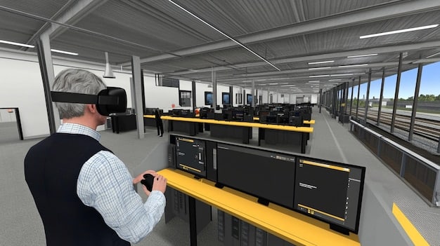 Inside the control room of a modern Grupo Bimbo logistics center. Screens display real-time data on truck locations, inventory levels, and delivery schedules. Staff members are monitoring and adjusting operations with precision.