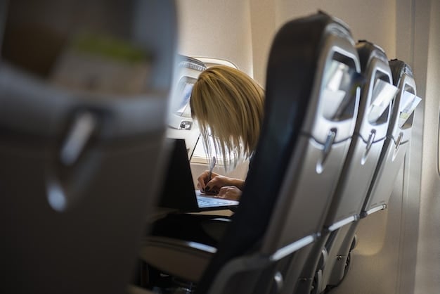 Interior of a Volaris plane with passengers seated. The focus is on the legroom and the clean, modern interior. The seats are arranged in a typical low-cost carrier configuration.