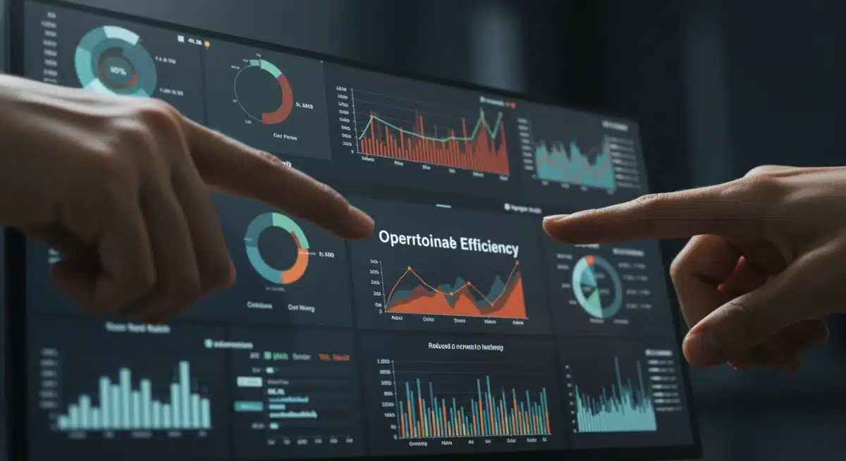 Panel de control digital mostrando KPIs de eficiencia operativa mejorados tras la transformación digital.