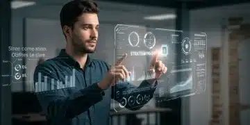 Emprendedor español usando inteligencia artificial para tomar decisiones estratégicas en 2025.