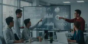 Equipo innovando procesos internos en una oficina moderna