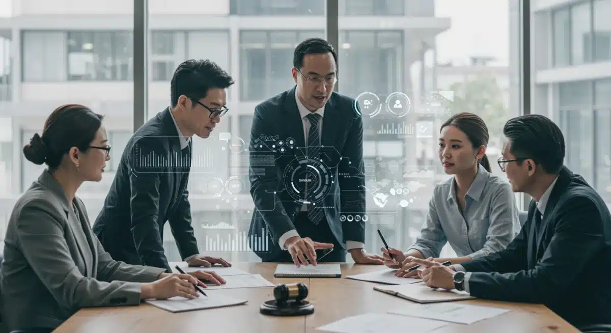 Equipo de RRHH evaluando estrategias de adaptación a la normativa laboral 2025 en un tablero digital.