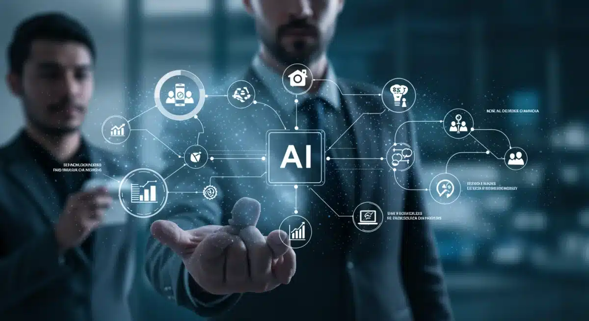 Diagrama de flujo de cómo la IA procesa datos para decisiones estratégicas empresariales.