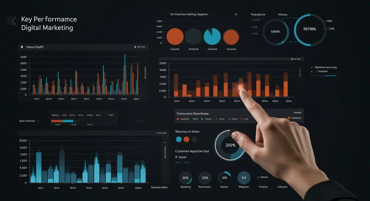 Panel de control de marketing digital con métricas clave para la toma de decisiones estratégicas.