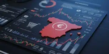 Panel de control de e-commerce futurista con gráficos de crecimiento y mapa de España, simbolizando el éxito de un millón de euros en 2026.