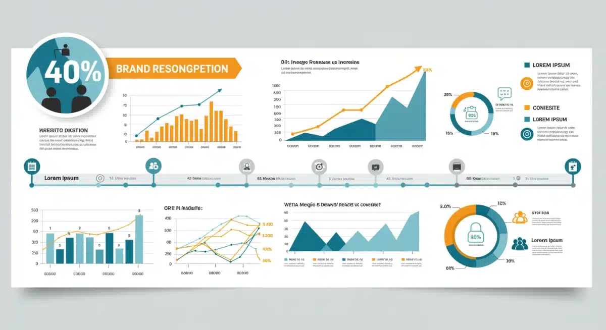 Infografía detallada mostrando el aumento del 40% en el reconocimiento de una marca española con métricas clave de éxito.