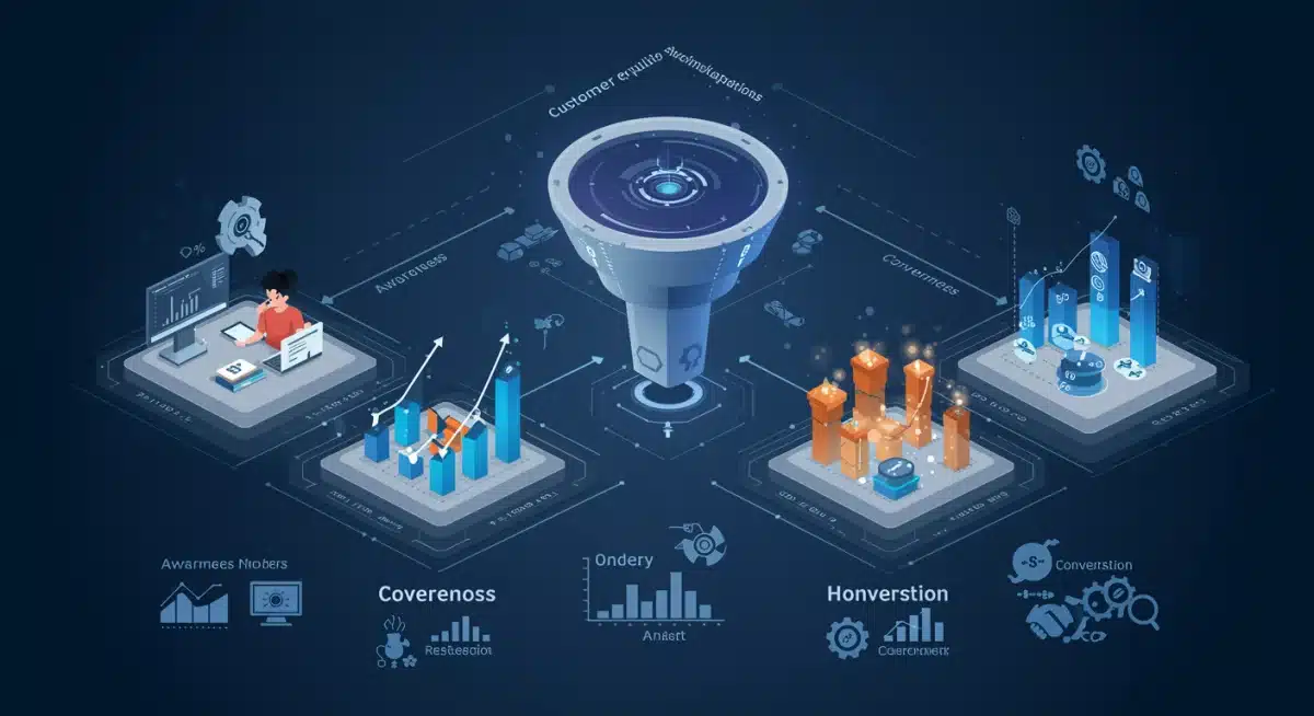 Infografía detallada del embudo de adquisición de clientes y estrategias de conversión exitosas.