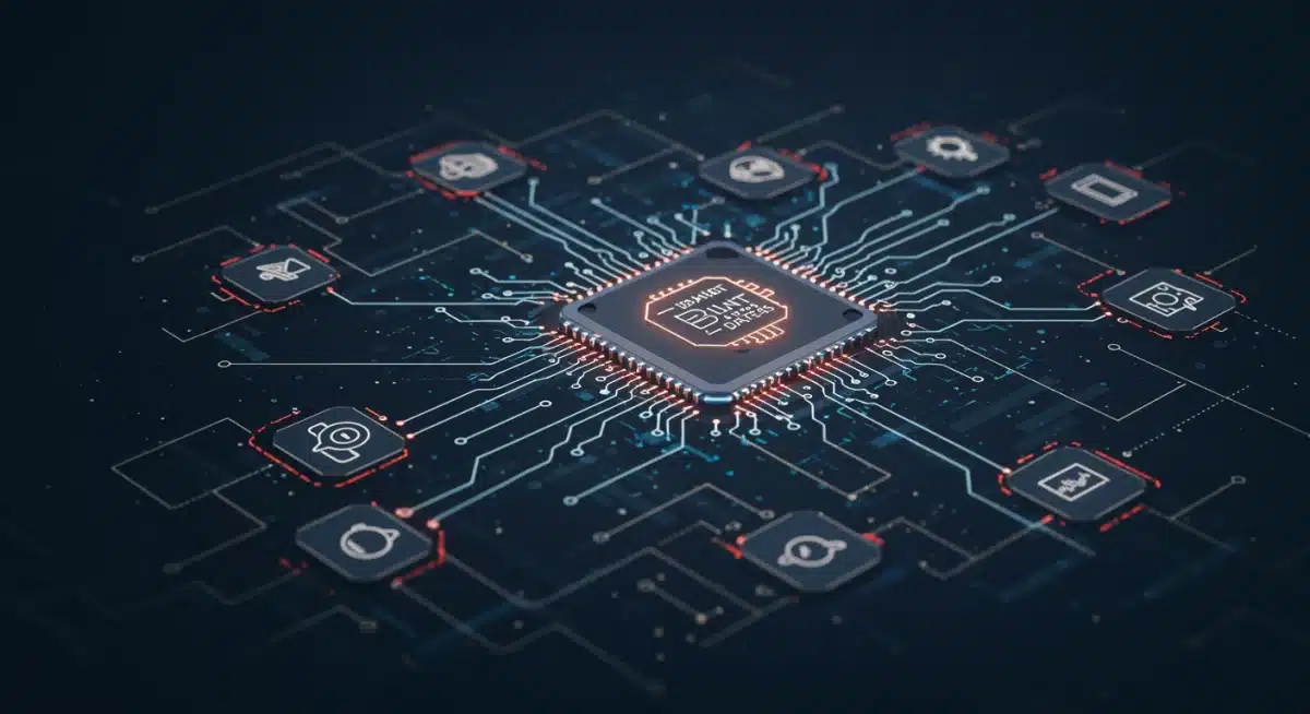Ilustración de un algoritmo de Smart Bidding optimizando campañas de Google Ads, mostrando flujos de datos y decisiones automatizadas para maximizar el rendimiento.