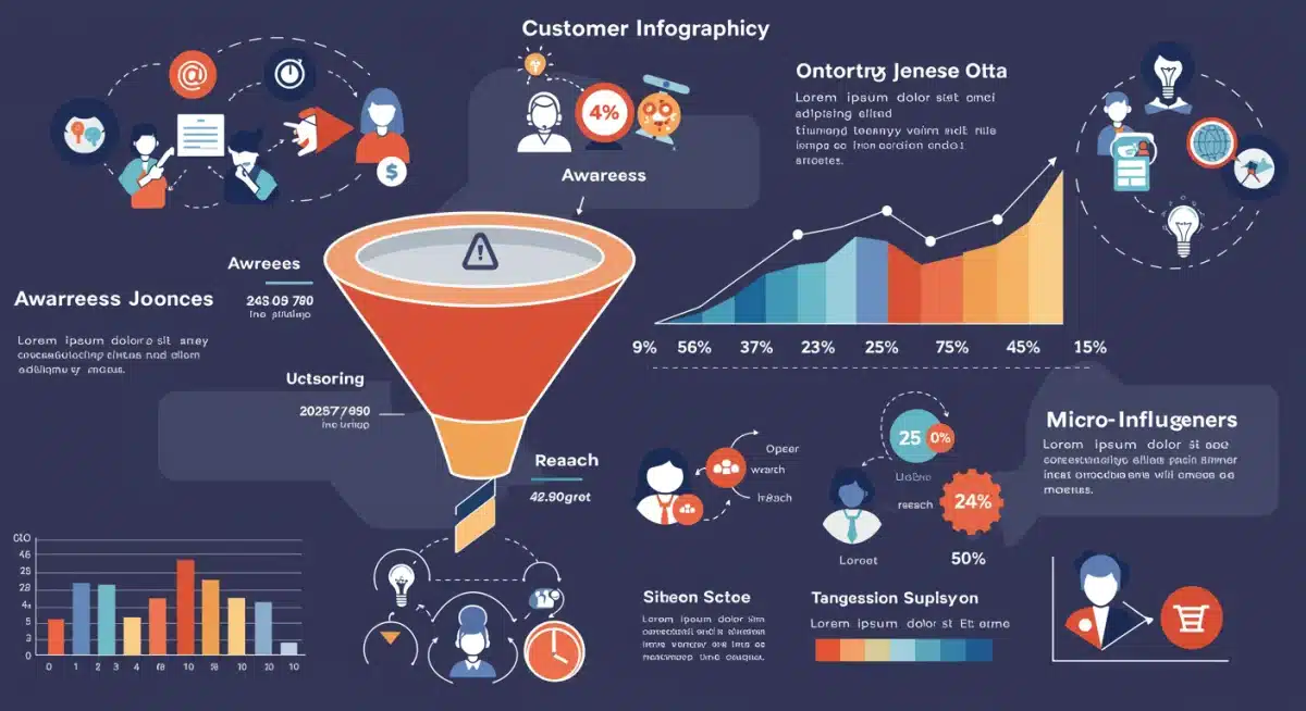 Infografía del embudo de conversión mostrando el impacto de los micro-influencers en cada etapa del viaje del cliente.