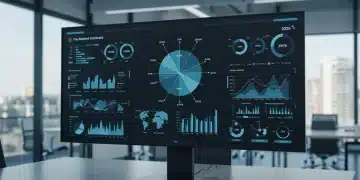 Panel de control moderno con indicadores clave de rendimiento (KPIs) y gráficos, representando el Cuadro de Mando Integral para la gestión empresarial en 2026.
