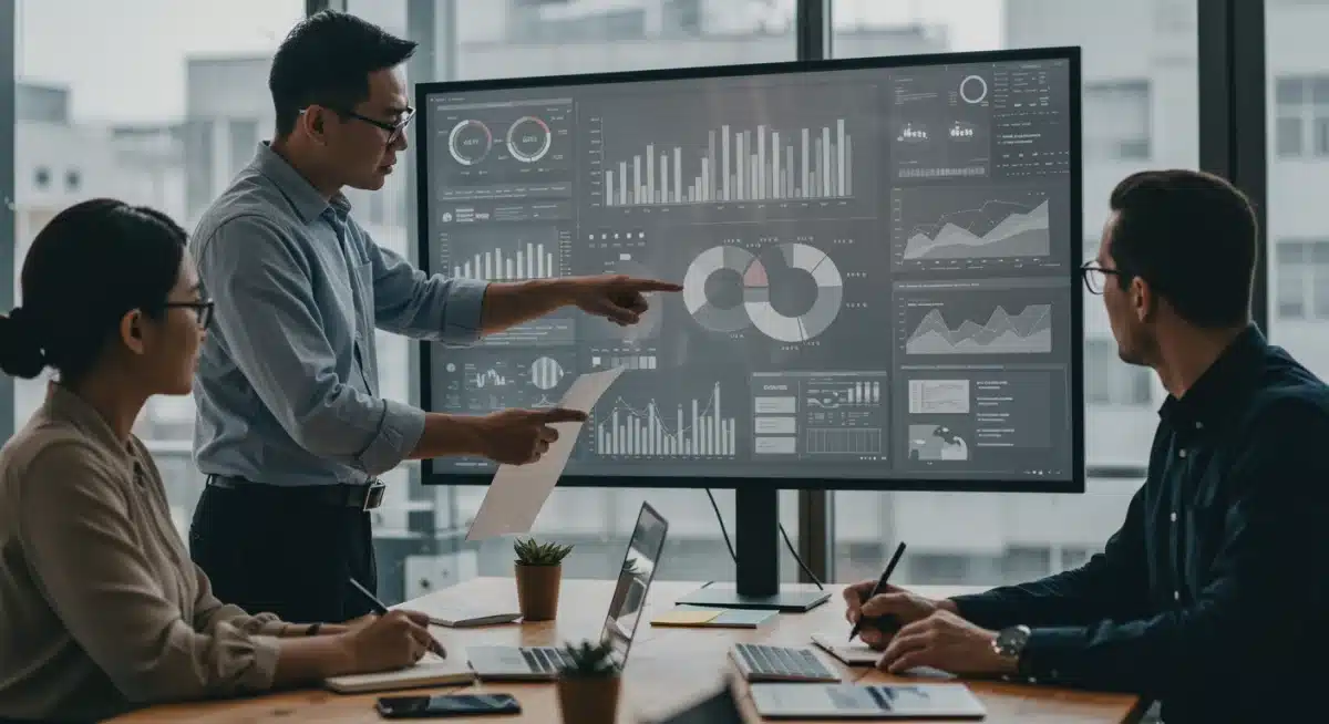 Equipo de profesionales analizando datos y estrategias para la reducción de costes empresariales.