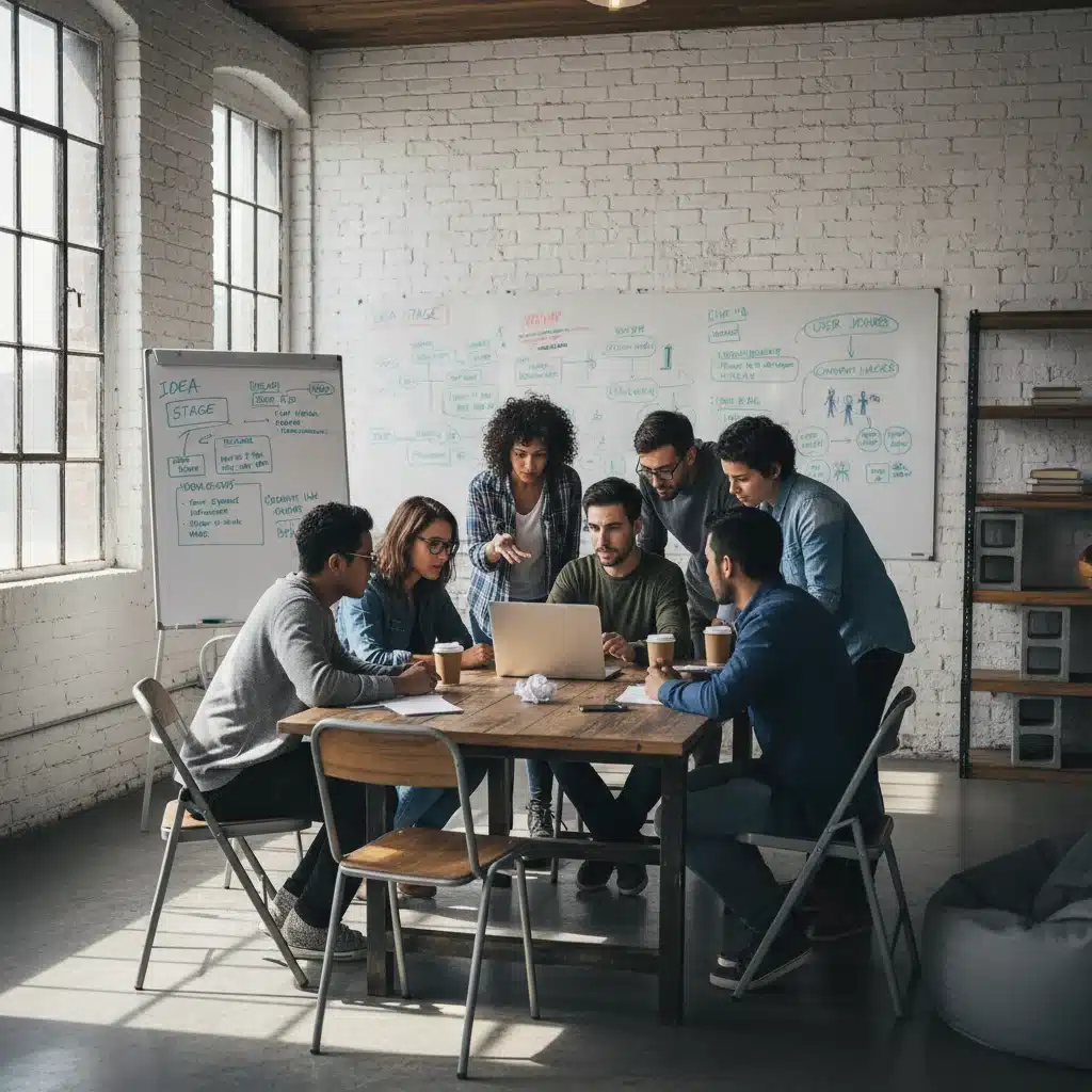 Lean startup team collaborating on a bootstrapped project
