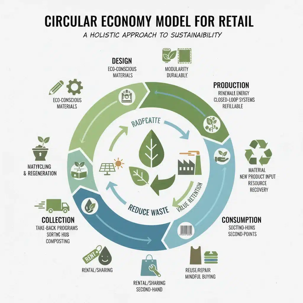 Circular economy model for sustainable retail operations