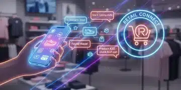 Stylized graphic showing conversational commerce enhancing retail customer engagement.