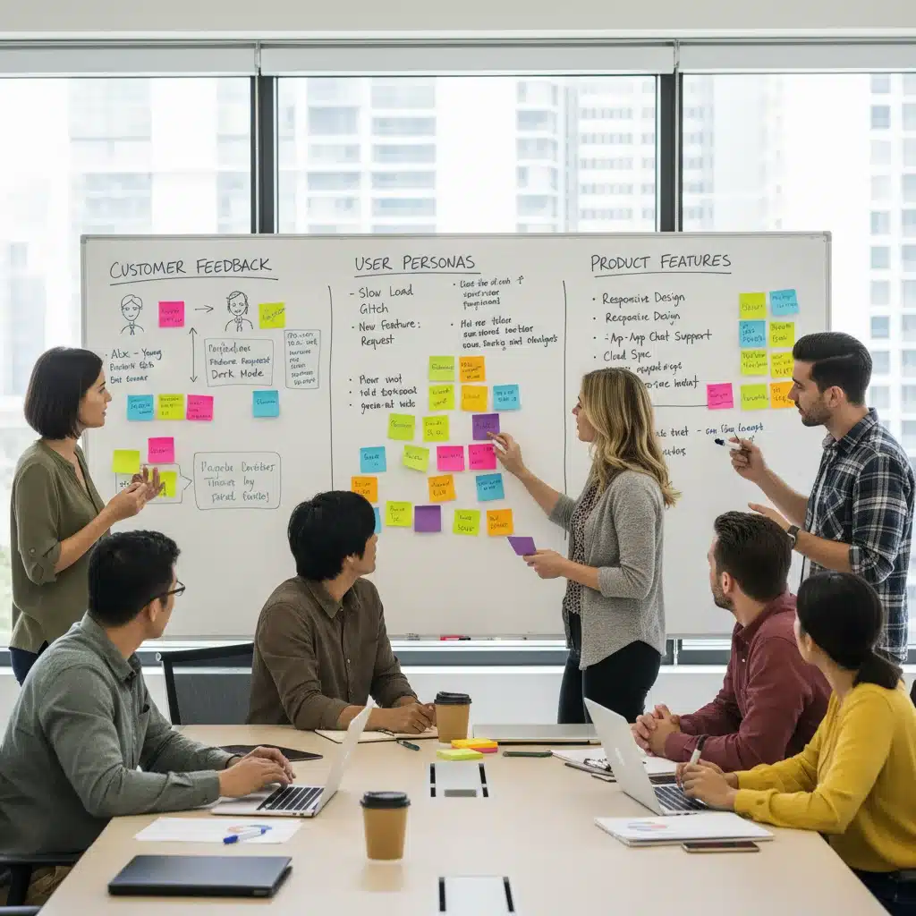 Team collaborating on customer feedback and product iteration