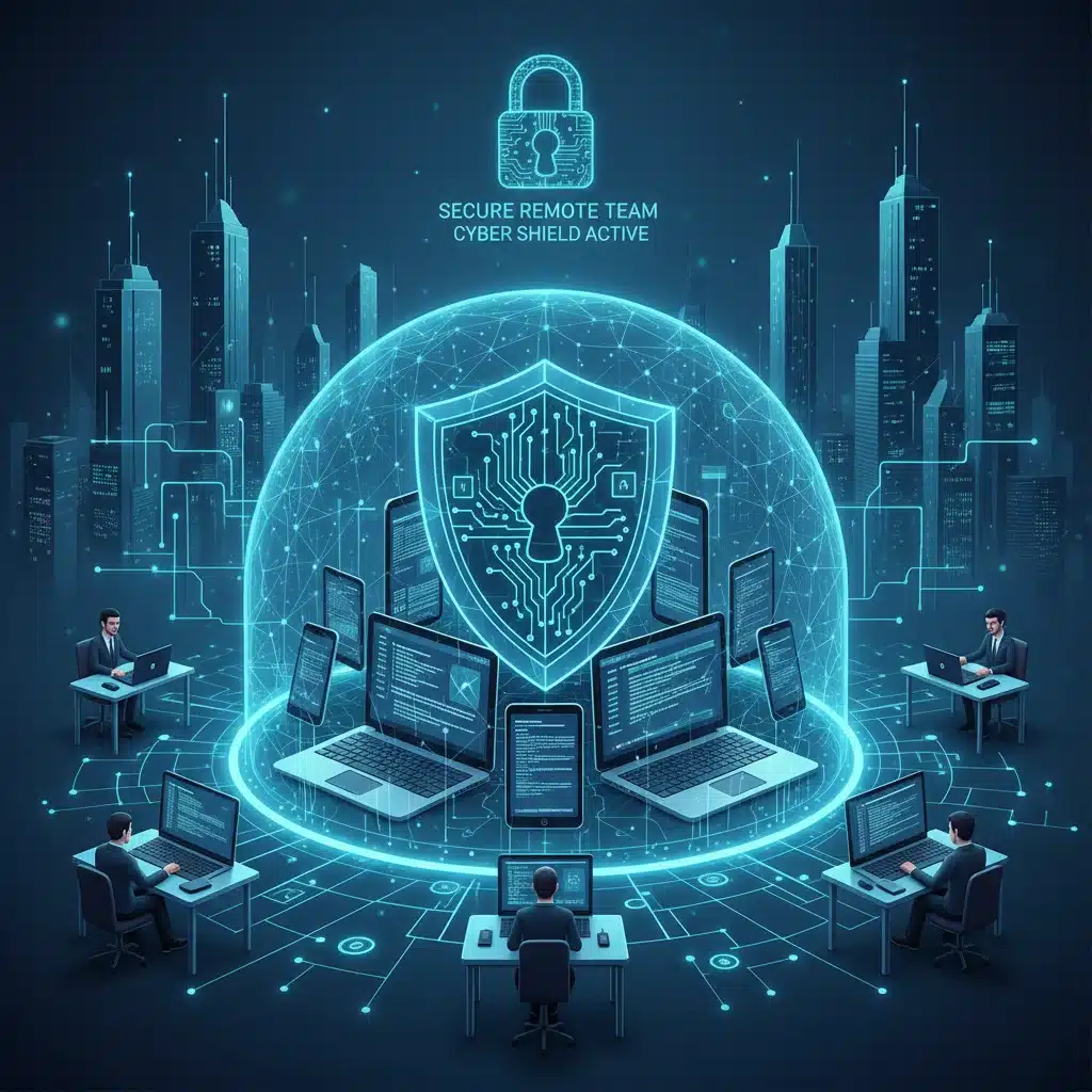 Robust cybersecurity for remote work operations, secure network infrastructure.