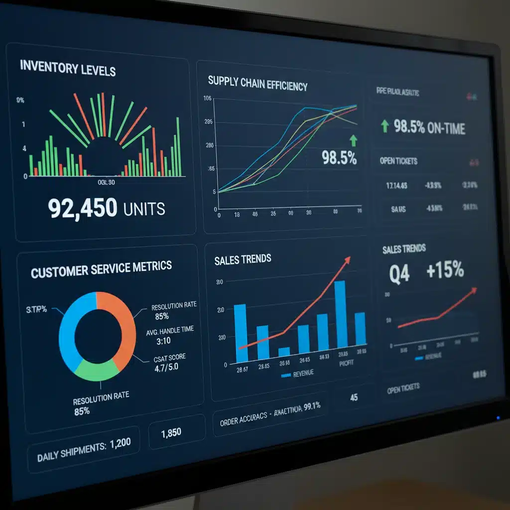 Detailed operational analytics dashboard showing real-time business metrics and KPIs.