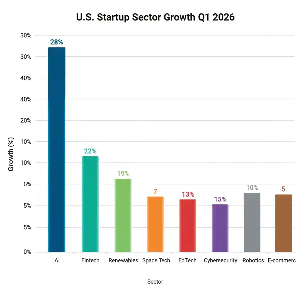 Key startup sector growth chart Q1 2026