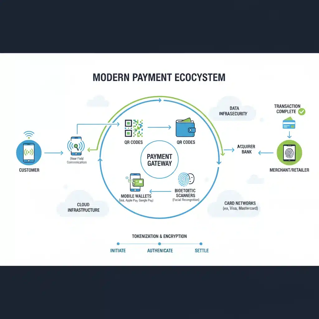 Infographic of modern payment ecosystem components