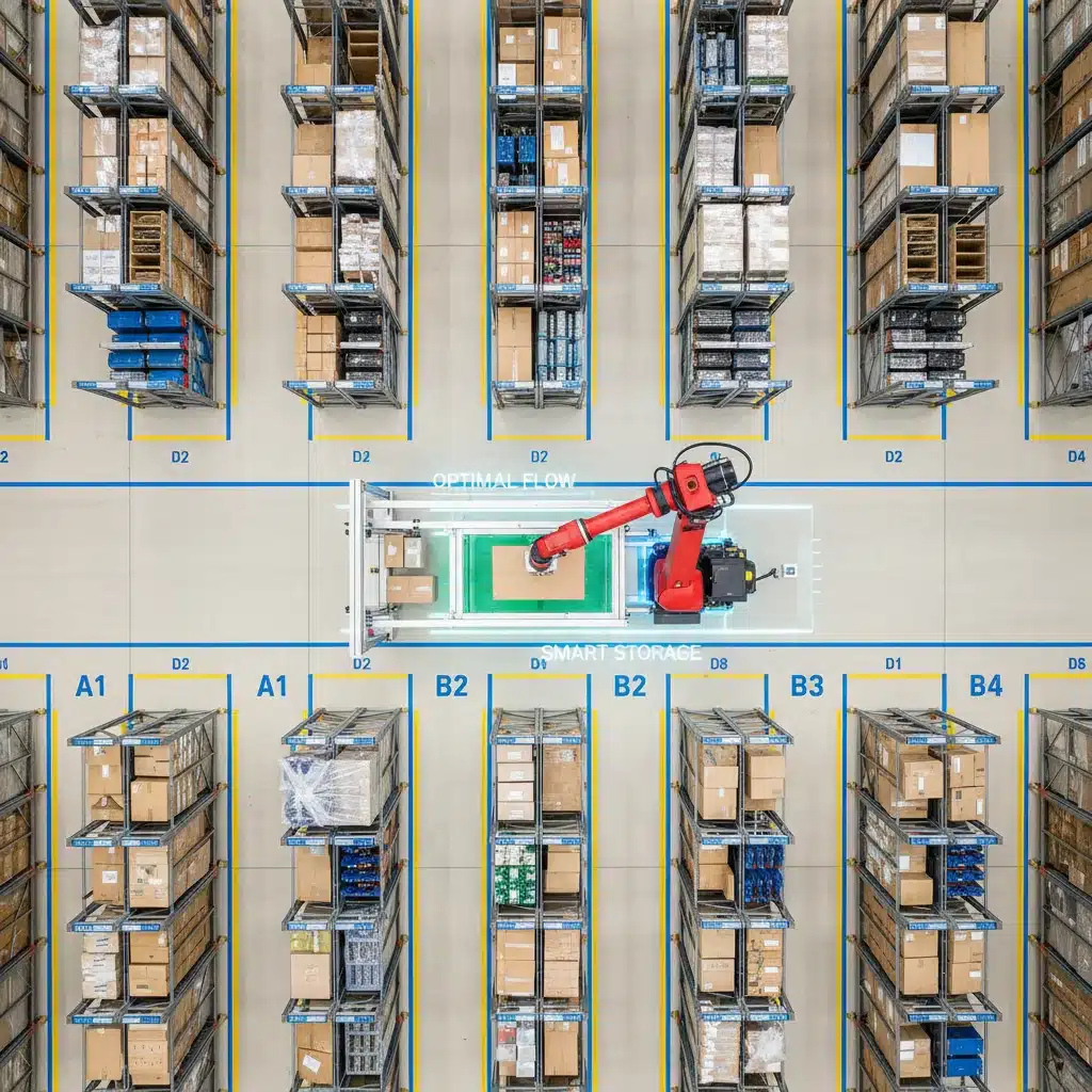 Optimized warehouse layout with robotic inventory placement