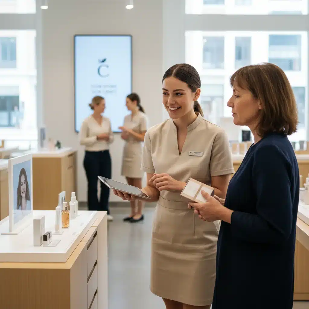 Brand representative interacting personally with customer, demonstrating personalized service and building loyalty.