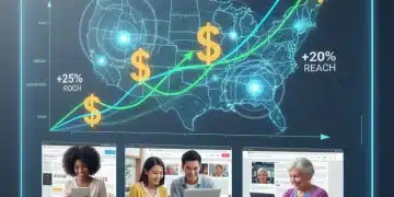 Digital marketing dashboard showing strong Q1 2026 e-commerce growth and brand reach in the US.