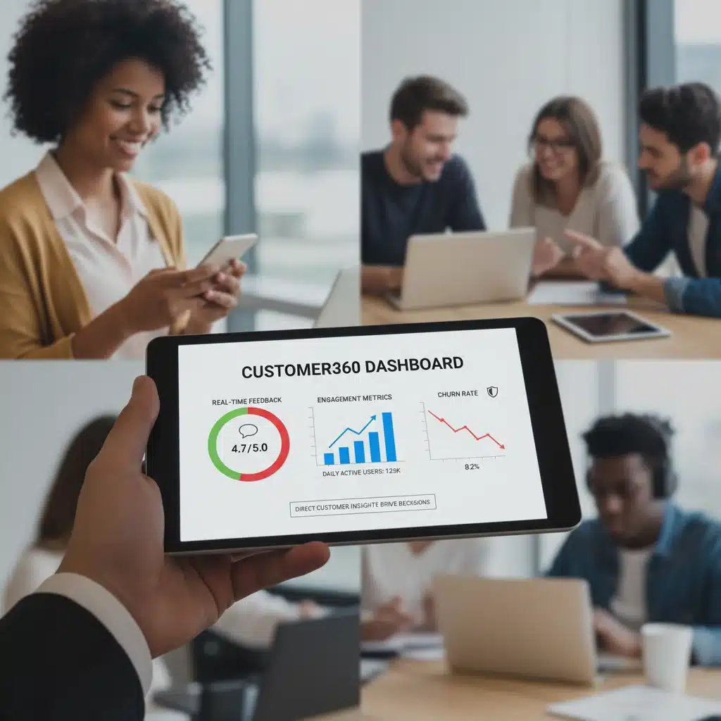 Tablet displaying real-time customer feedback and engagement metrics
