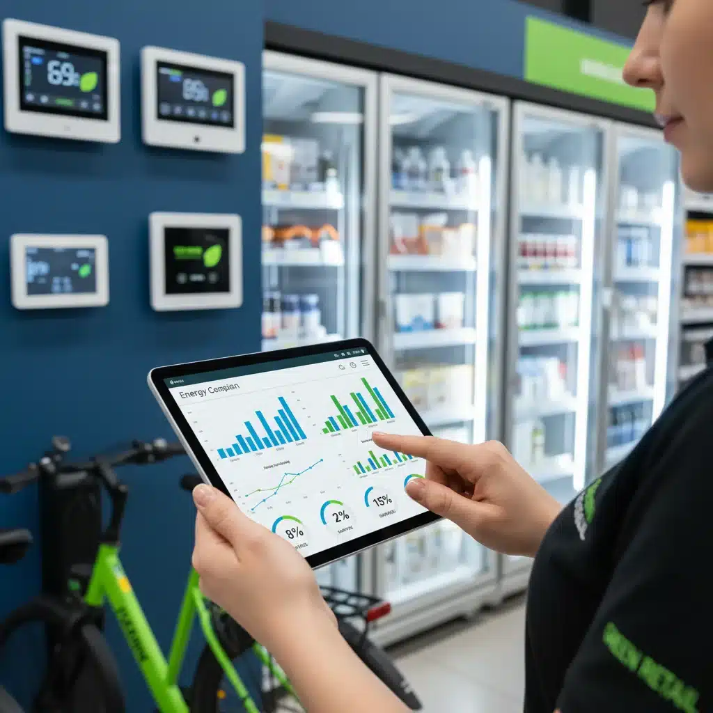Retail employee monitoring energy consumption with smart technology