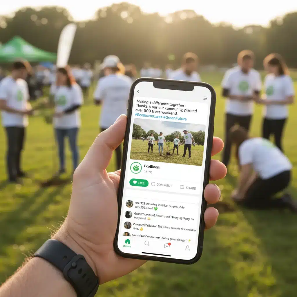 Smartphone showing positive social media engagement for brand initiative