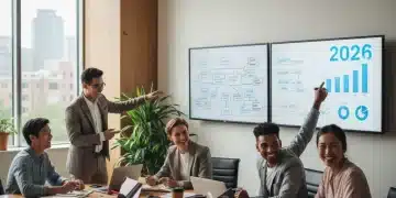 Diverse startup founding team collaborating on a project in a modern office.