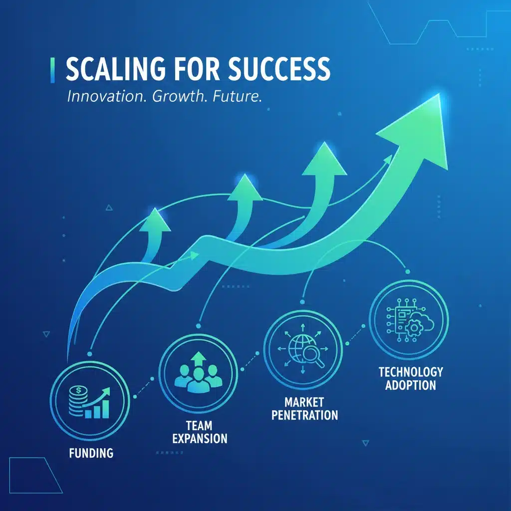Infographic depicting startup growth and scaling strategies