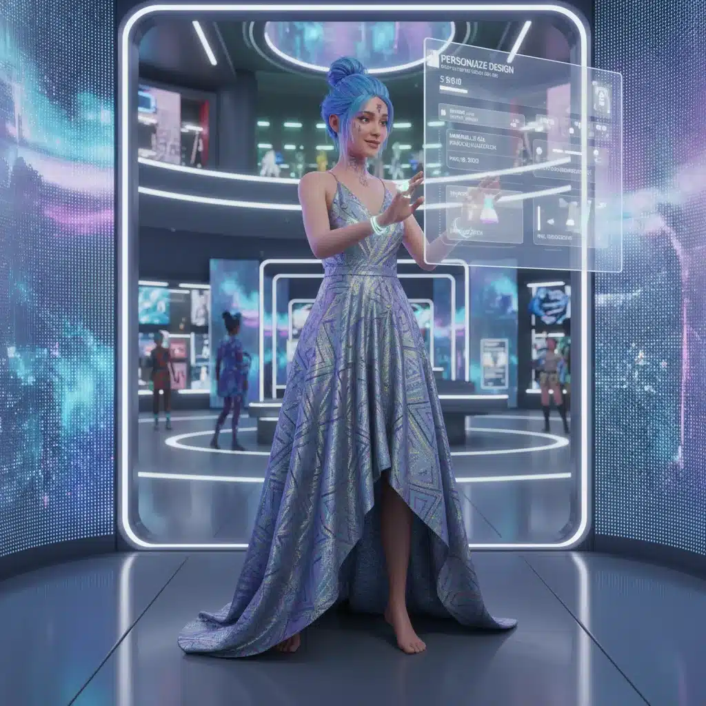 Gen Z avatar in virtual fitting room trying digital clothes