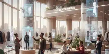 Modern experiential retail store with interactive displays and engaged customers in 2026.