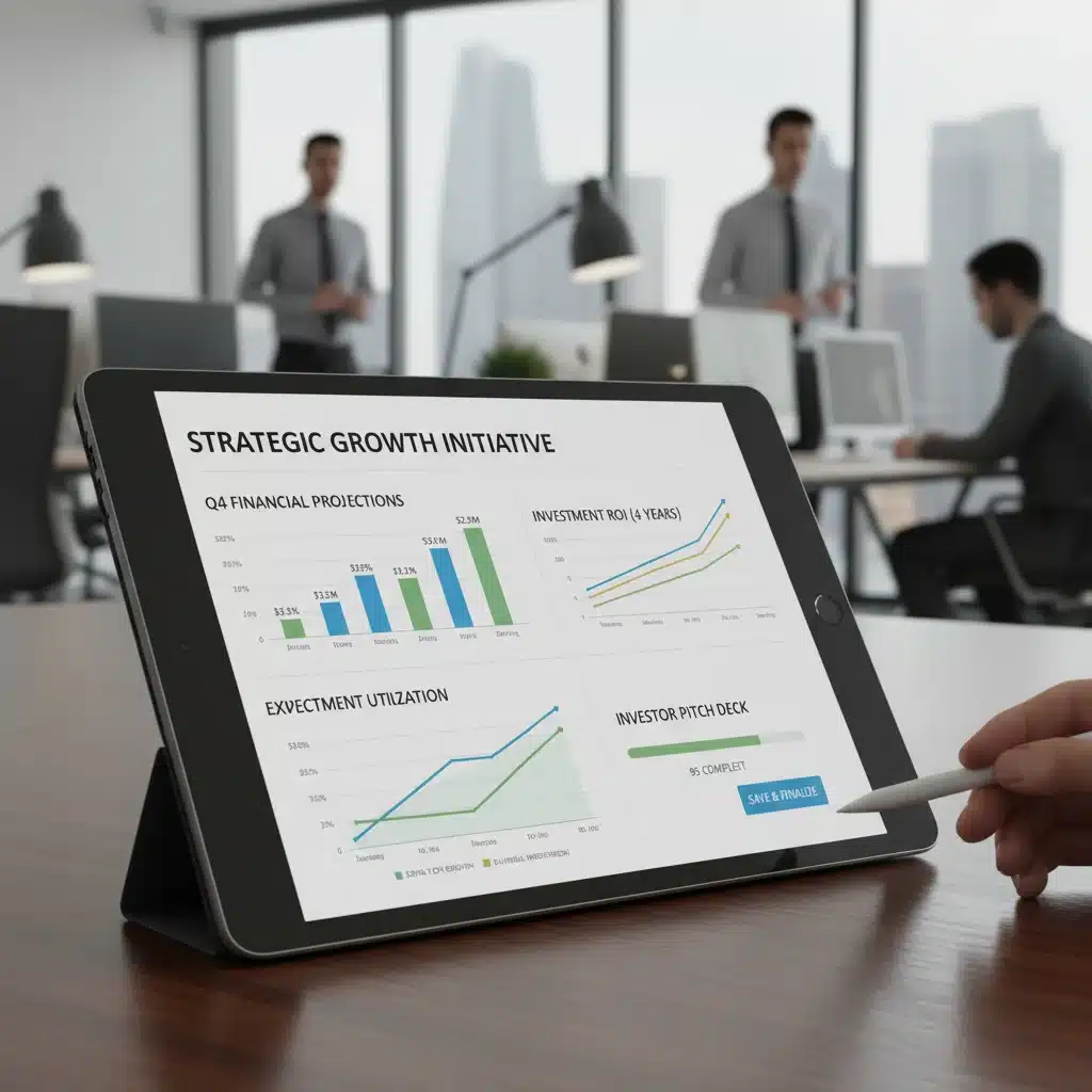 Detailed business plan with financial projections on a tablet, indicating investor readiness.