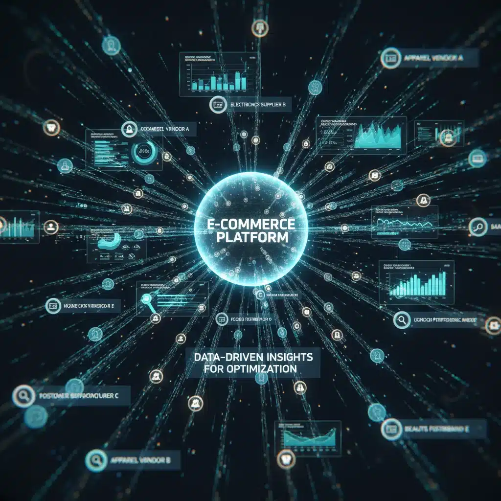 Interconnected vendor network with data analytics for e-commerce