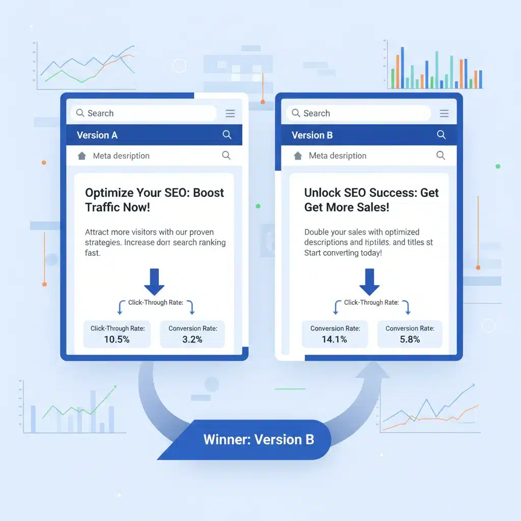 Gráfico comparativo de pruebas A/B para optimización de meta descripciones