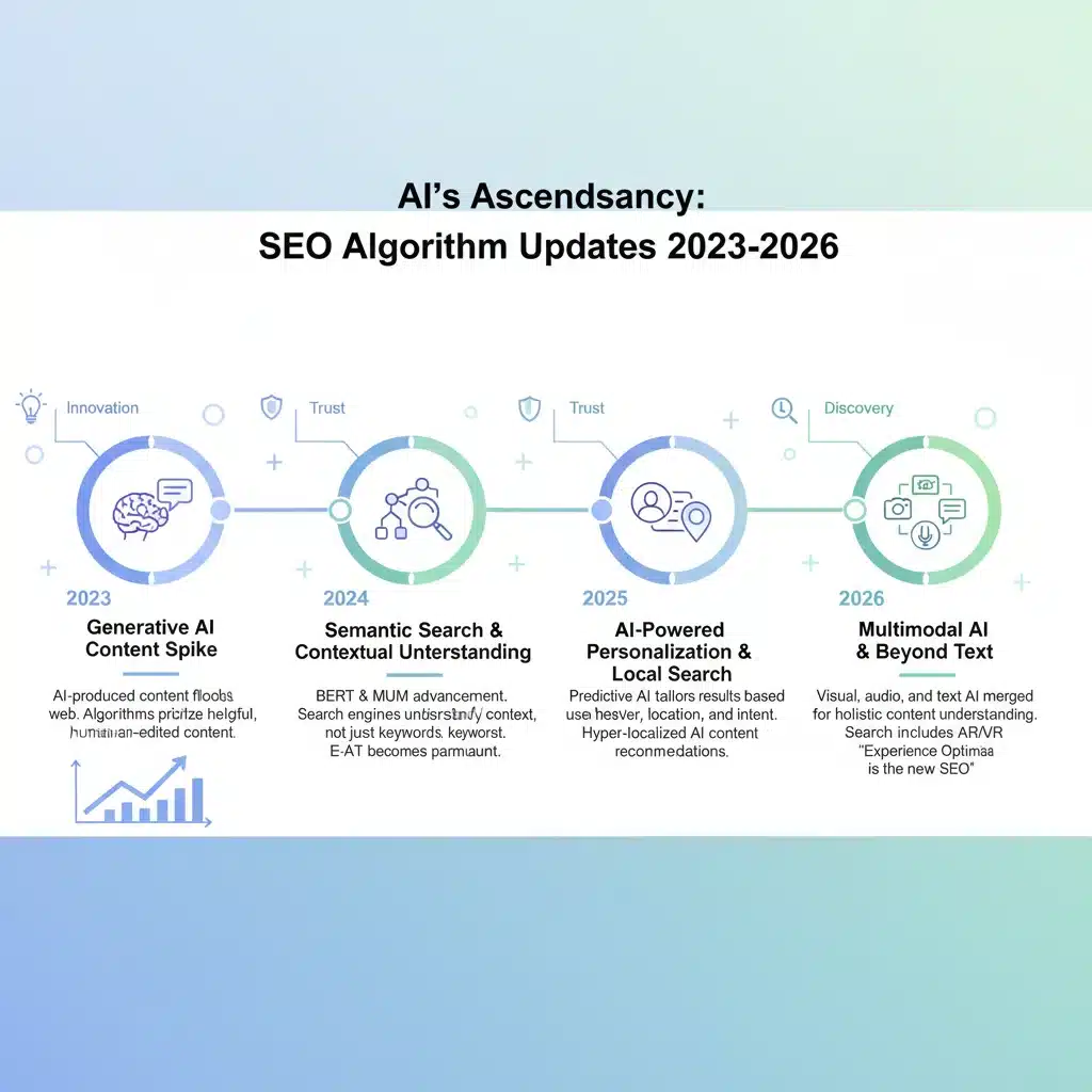 Cronología de actualizaciones de algoritmos SEO y el impacto de la IA hasta 2026