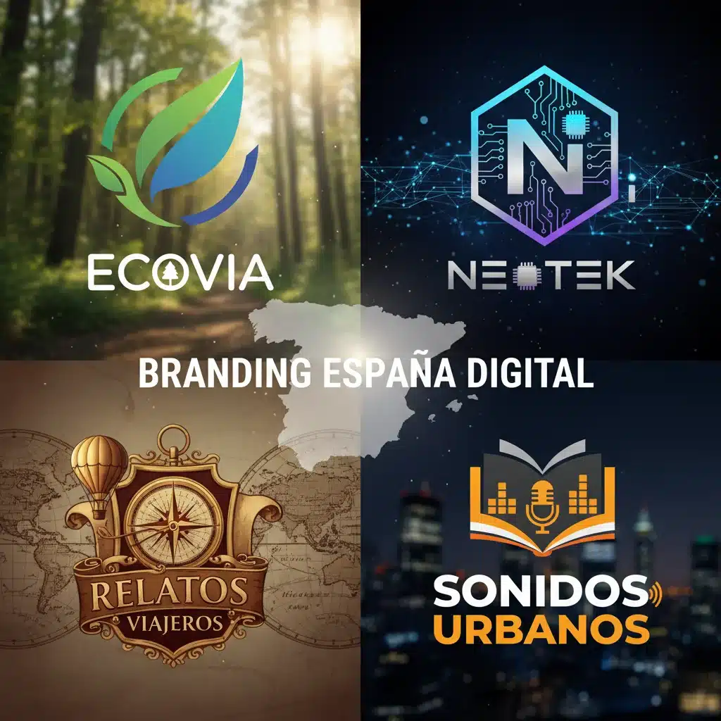 Mosaico de logos de marcas españolas exitosas en storytelling digital