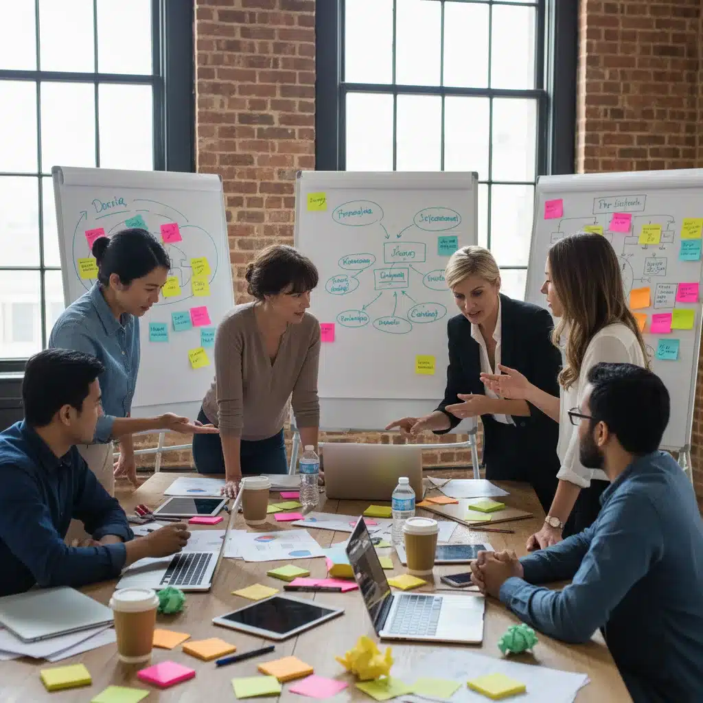 Equipo de emprendedores en fase de ideación y planificación estratégica