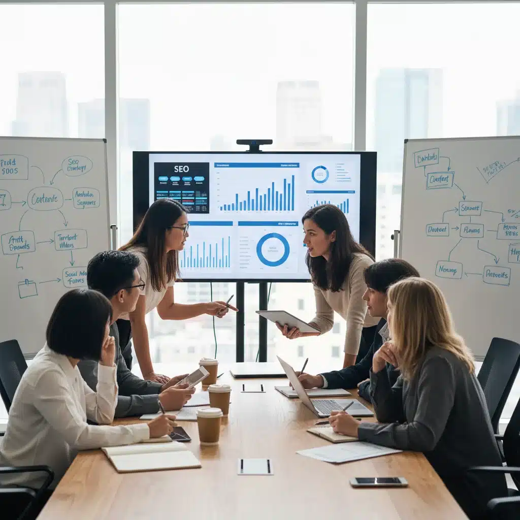 Equipo de marketing digital planificando una estrategia exitosa en España.