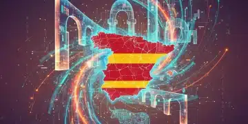 El Futuro del Branding Digital en España: Predicciones y Oportunidades Visión futurista del branding digital en España con elementos tecnológicos y culturales