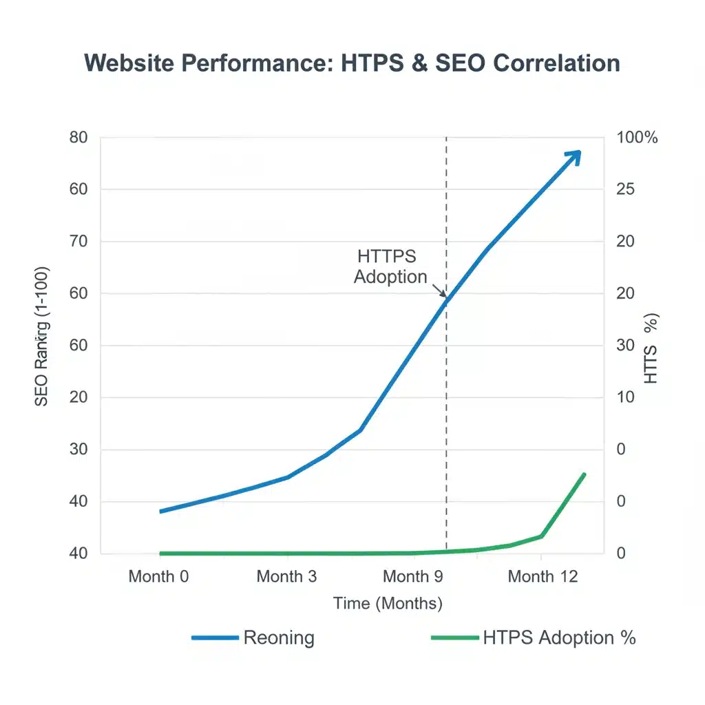 Gráfico mostrando mejora de SEO con la implementación de HTTPS