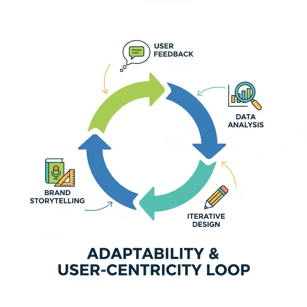 Infografía sobre la adaptabilidad y el feedback en diseño UX
