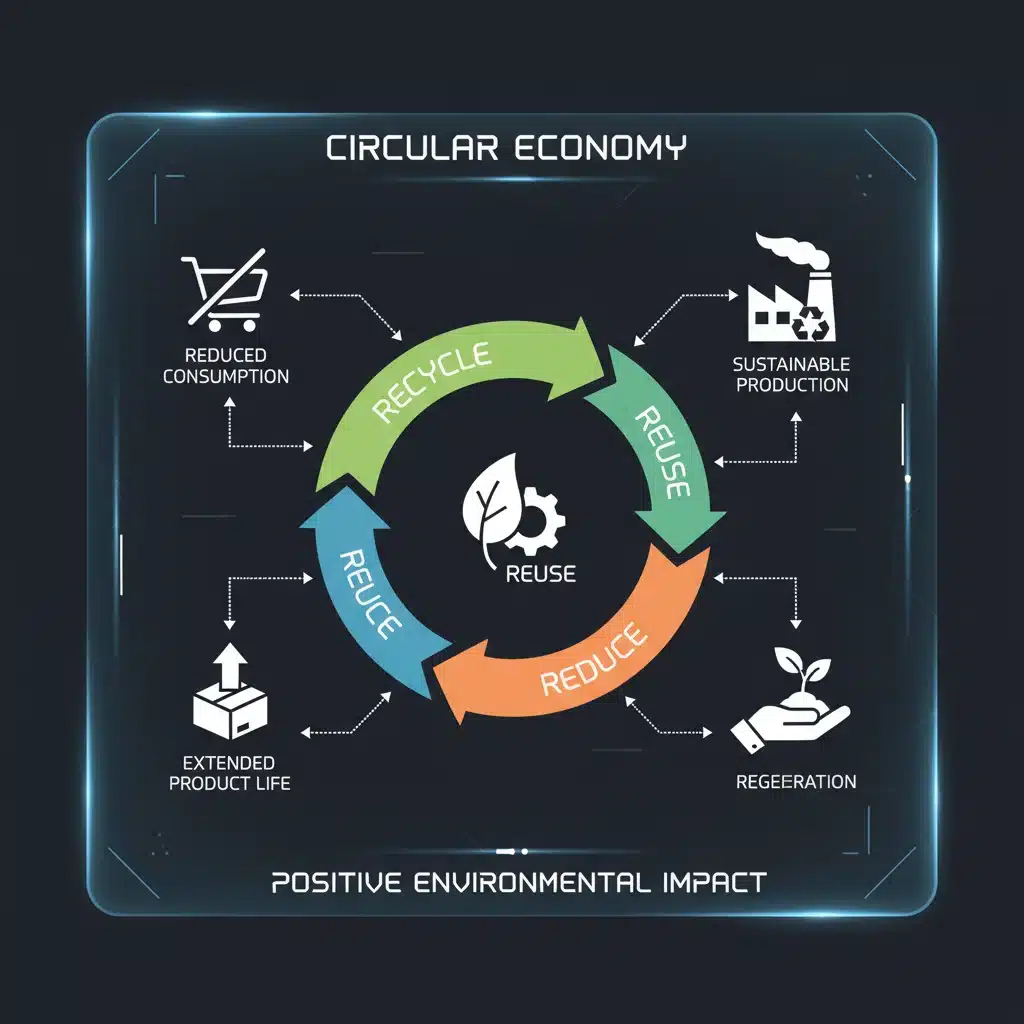 Infografía de economía circular y su impacto ambiental positivo