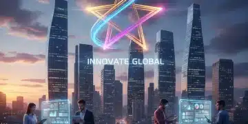 Caso de Éxito Branding España 2026: Estrategia y Reconocimiento de Marca Skyline moderno de una ciudad española al anochecer con un logotipo de marca brillante, simbolizando el éxito y el alto reconocimiento de marca en España.