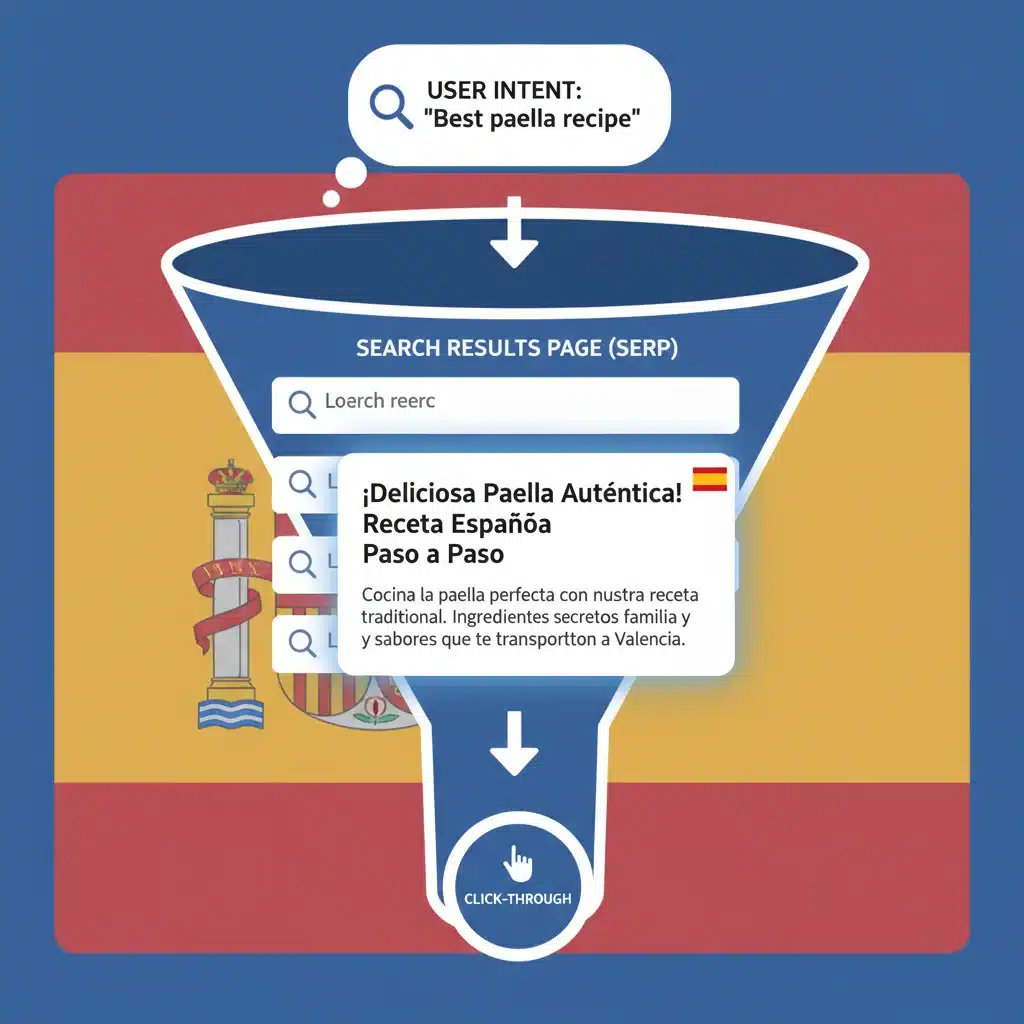 Infografía del viaje del usuario y el impacto de meta descripciones en el CTR