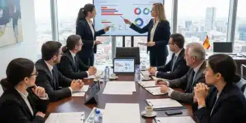 Profesionales discutiendo estrategias de cumplimiento normativo y gobernanza corporativa en España para 2026